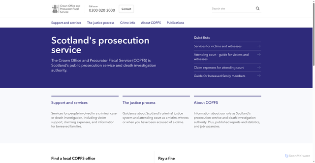 Security scan screenshot of http://www.copfs.gov.uk