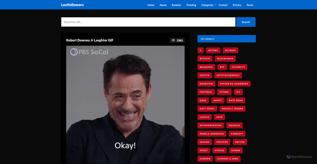 Security scan screenshot of https://holoharbor.com/robert-downey-jr-laughter-gif/