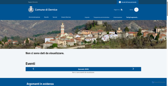 Security scan screenshot of https://www.comune.dernice.al.it/