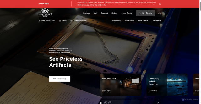 Security scan screenshot of https://unionstation.org/event/titanic-an-immersive-voyage/