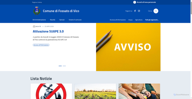 Security scan screenshot of https://www.comune.fossatodivico.pg.it