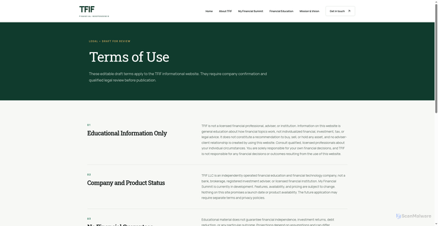 Security scan screenshot of https://tfifllc.com/terms-of-use