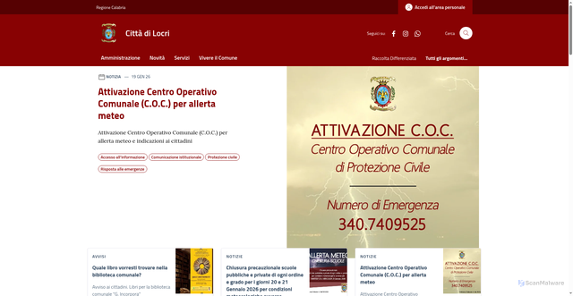 Security scan screenshot of https://comune.locri.rc.it/