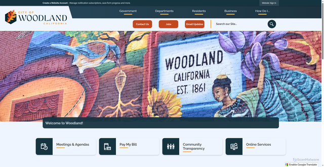 Security scan screenshot of https://cityofwoodland.gov/