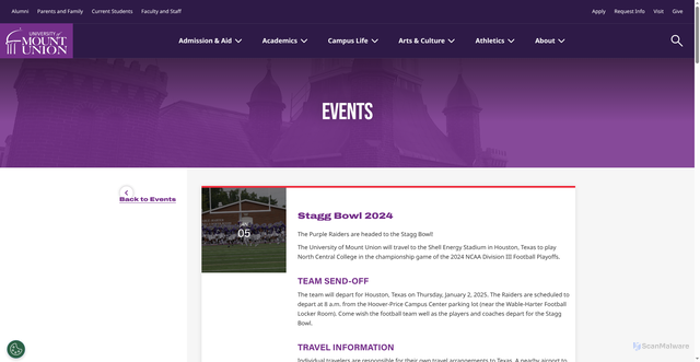 Security scan screenshot of https://www.mountunion.edu/events/stagg-bowl-2024