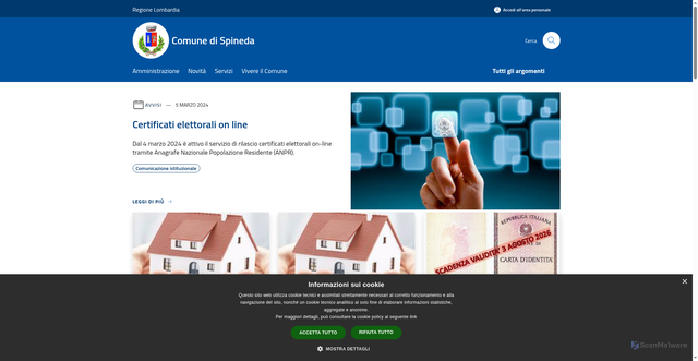 Security scan screenshot of https://www.comune.spineda.cr.it