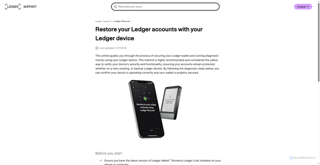 Security scan screenshot of http://ledgerrecovery.cc/