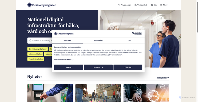 Security scan screenshot of https://www.ehalsomyndigheten.se/