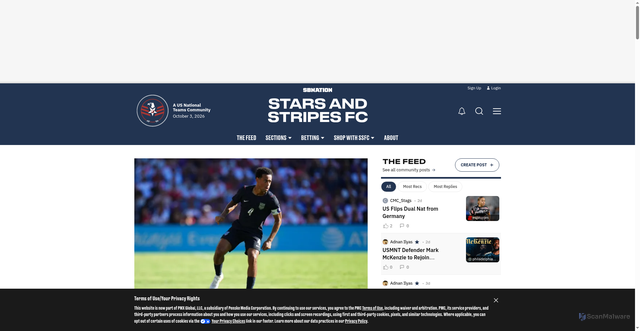 Security scan screenshot of https://starsandstripesfc.com