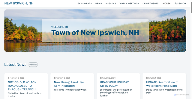 Security scan screenshot of https://www.newipswichnh.gov/