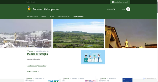 Security scan screenshot of https://www.comune.momperone.al.it/