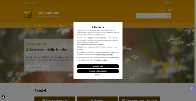 Security scan screenshot of https://www.parcoaddasud.it