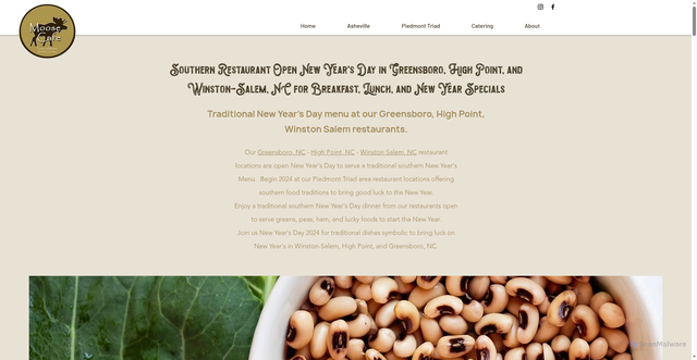 Security scan screenshot of https://www.eatatthemoosecafe.com/new-years-day-dining-nc-piedmont-triad