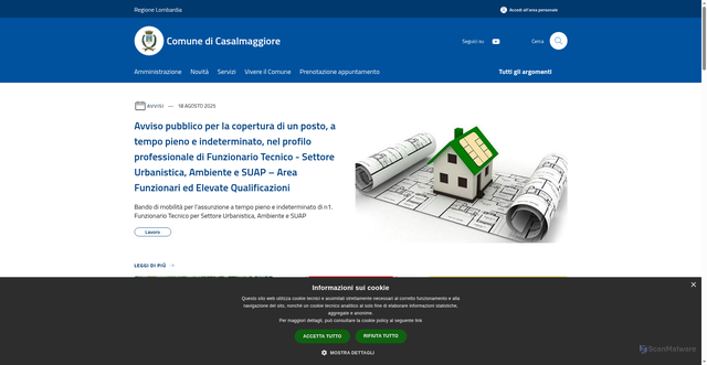 Security scan screenshot of https://www.comune.casalmaggiore.cr.it/it