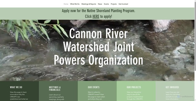 Security scan screenshot of https://www.cannonriverwatershedmn.gov/