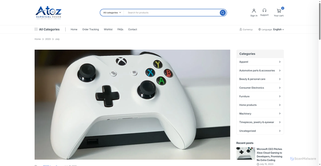 Security scan screenshot of https://atozsurgcialhouse.store/2023/07/