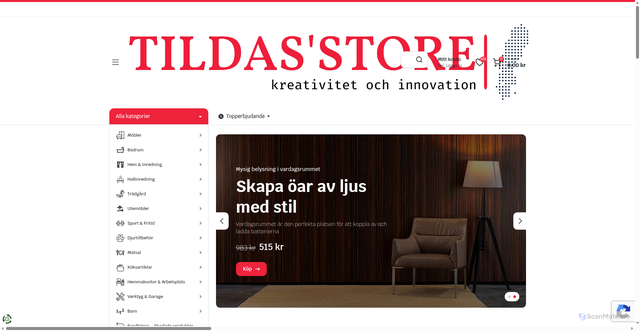 Security scan screenshot of https://tildasstore.se