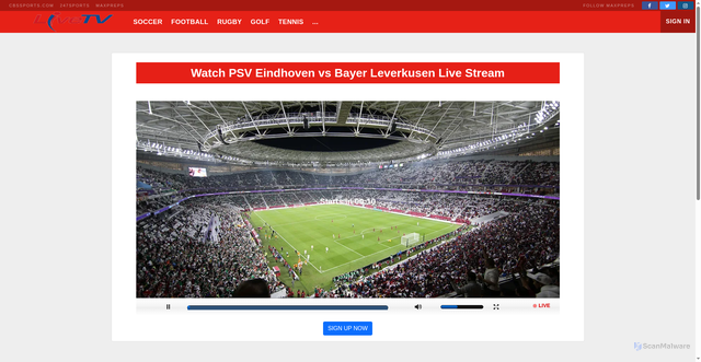 Security scan screenshot of http://kksrdgw-eastus.kinaxis.com/video/so/video-psv-eindhoven-v-bayer-leverkusen-live-stream-free-03.html