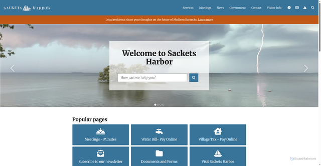 Security scan screenshot of https://sacketsharbor-ny.gov/
