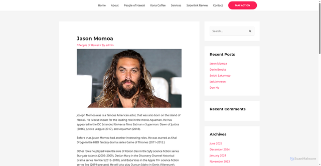 Security scan screenshot of https://generationshawaii.com/jason-momoa/