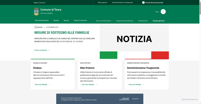 Security scan screenshot of https://www.comune.teora.av.it/