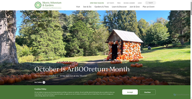 Security scan screenshot of https://www.morrisarboretum.org/