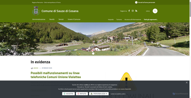 Security scan screenshot of https://www.comune.sauzedicesana.to.it