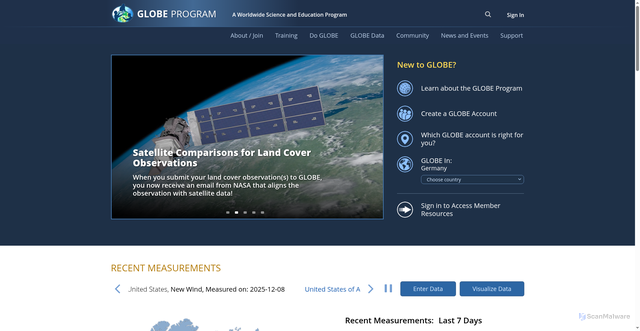 Security scan screenshot of https://www.globe.gov/