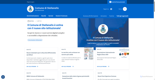 Security scan screenshot of https://www.comune.stellanello.sv.it