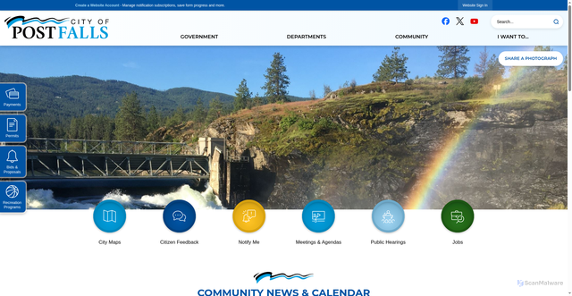 Security scan screenshot of https://postfalls.gov/