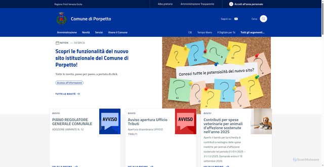 Security scan screenshot of https://www.comune.porpetto.ud.it