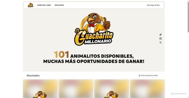 Security scan screenshot of http://guacharito-millonario-website.pages.dev/