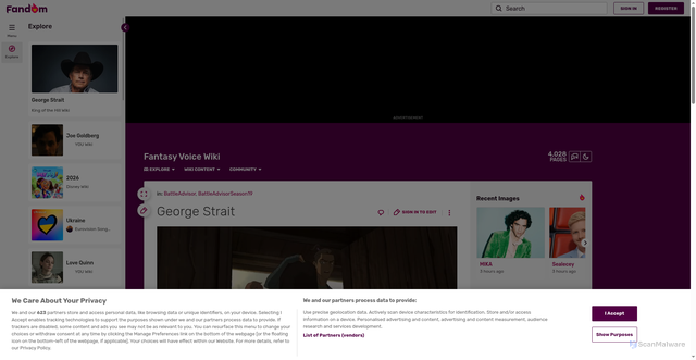 Security scan screenshot of https://fantasy-voice.fandom.com/wiki/George_Strait