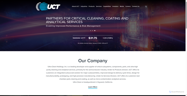 Security scan screenshot of https://uct.com