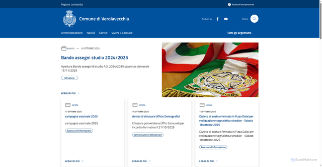 Security scan screenshot of https://www.comune.verolavecchia.bs.it/it
