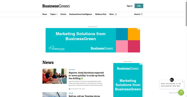 Security scan screenshot of https://www.businessgreen.com/type/news