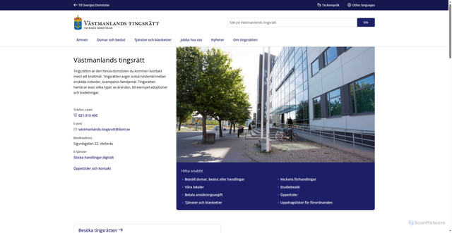 Security scan screenshot of https://www.domstol.se/vastmanlands-tingsratt/