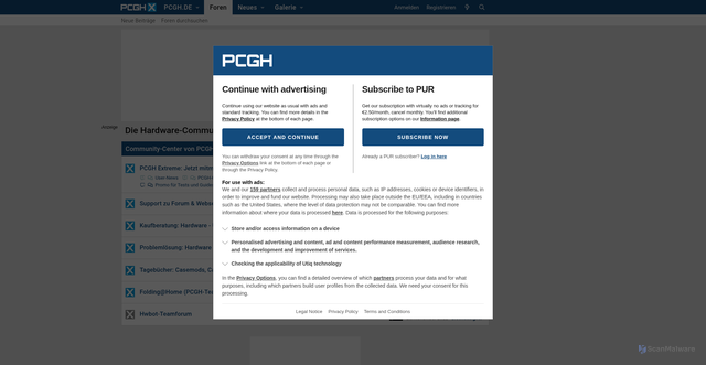Security scan screenshot of https://extreme.pcgameshardware.de