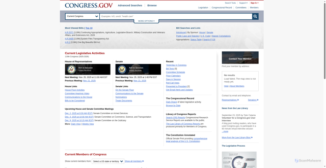 Security scan screenshot of https://congress.gov/