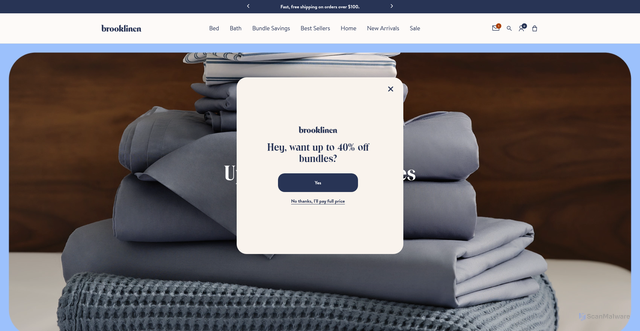 Security scan screenshot of https://brooklinen.com