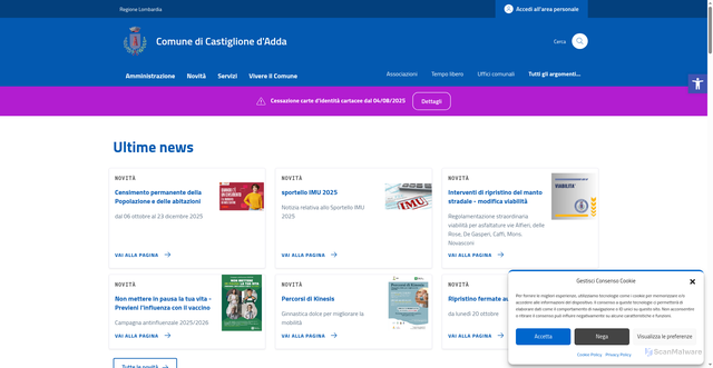Security scan screenshot of https://comune.castiglionedadda.lo.it/