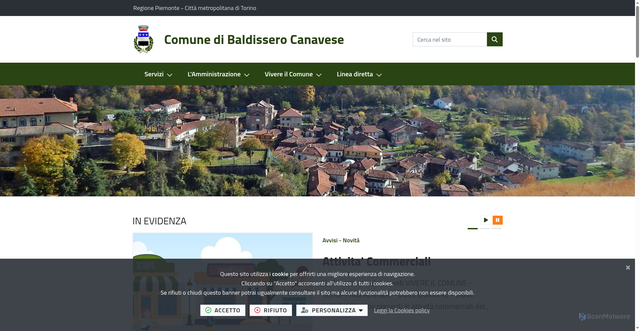 Security scan screenshot of https://www.comune.baldisserocanavese.to.it