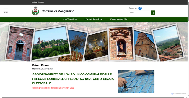 Security scan screenshot of https://www.comune.mongardino.at.it/