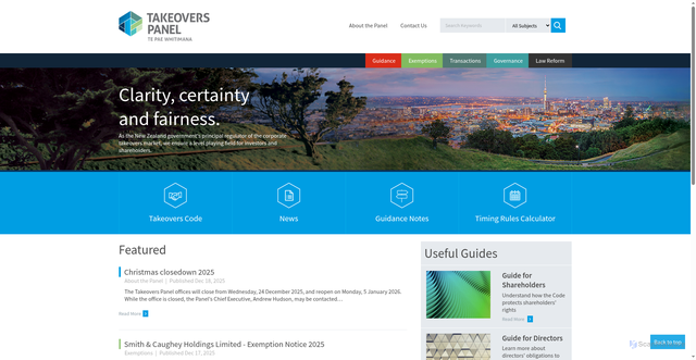 Security scan screenshot of https://www.takeovers.govt.nz/