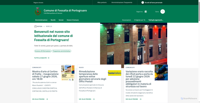 Security scan screenshot of https://www.comune.fossaltadiportogruaro.ve.it