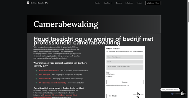 Security scan screenshot of https://brothers-security.nl/diensten/camerabewaking