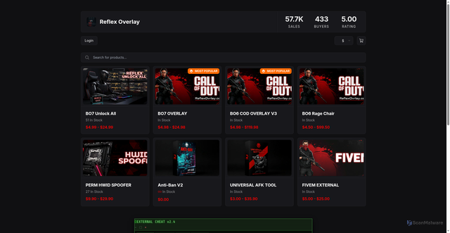 Security scan screenshot of https://ReflexOverlay.com