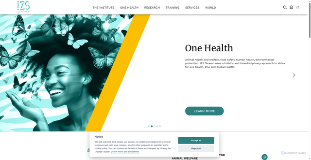 Security scan screenshot of https://www.izs.it/IZS/