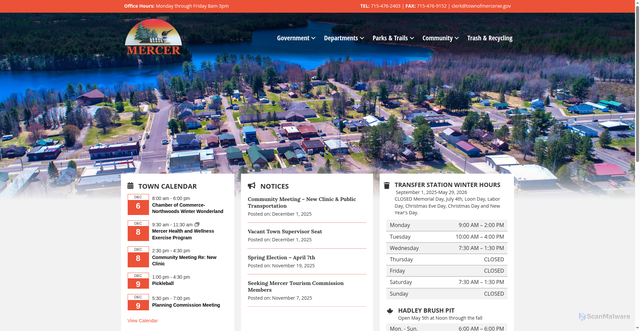 Security scan screenshot of https://townofmercerwi.gov/