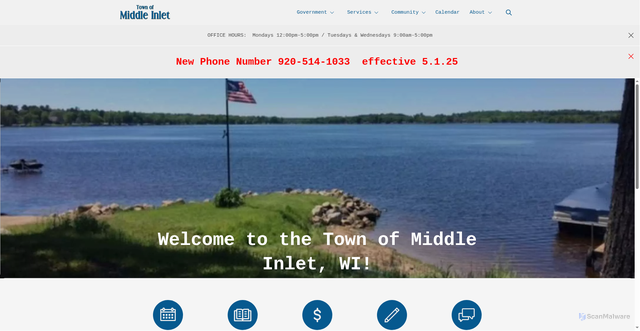 Security scan screenshot of https://townofmiddleinletwi.gov/
